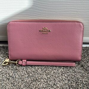 Coach Pink Leather Wristlet Wallet